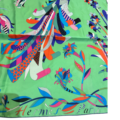 Carré géant Hermès 140 « Paradis de Soie » – Vert
