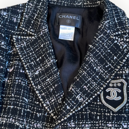 Veste Chanel en tweed noir et blanc – Collection 2005
