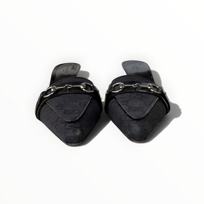 Mules Gucci noires à mors argenté (Gucci Tom Ford)