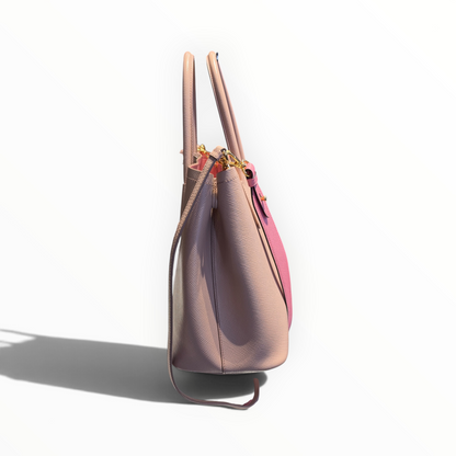 Sac Prada Galleria en cuir Saffiano beige et rose