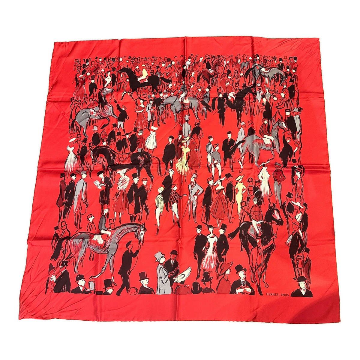 Carré Hermès 90 « Paddock » – Rouge