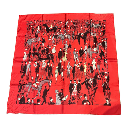 Carré Hermès 90 « Paddock » – Rouge