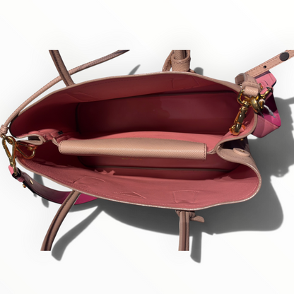 Sac Prada Galleria en cuir Saffiano beige et rose
