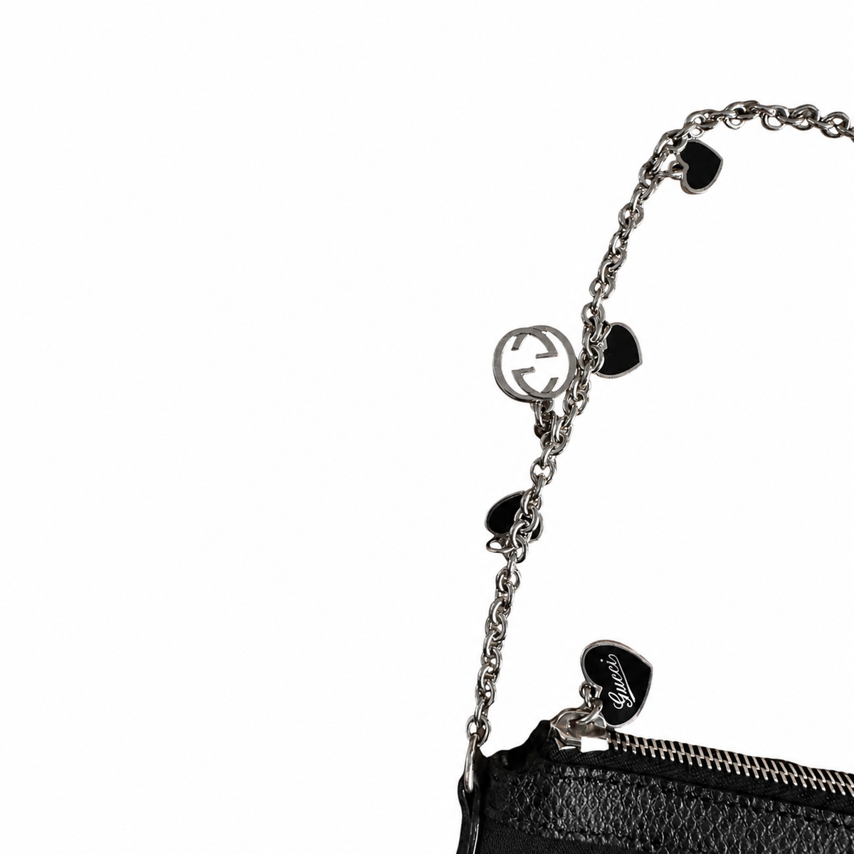 Pochette Gucci Charm Chain – Satin noir