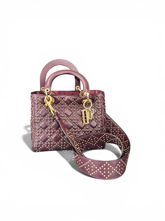Christian Dior Lady Dior Medium Cannage Clouté Bordeaux.