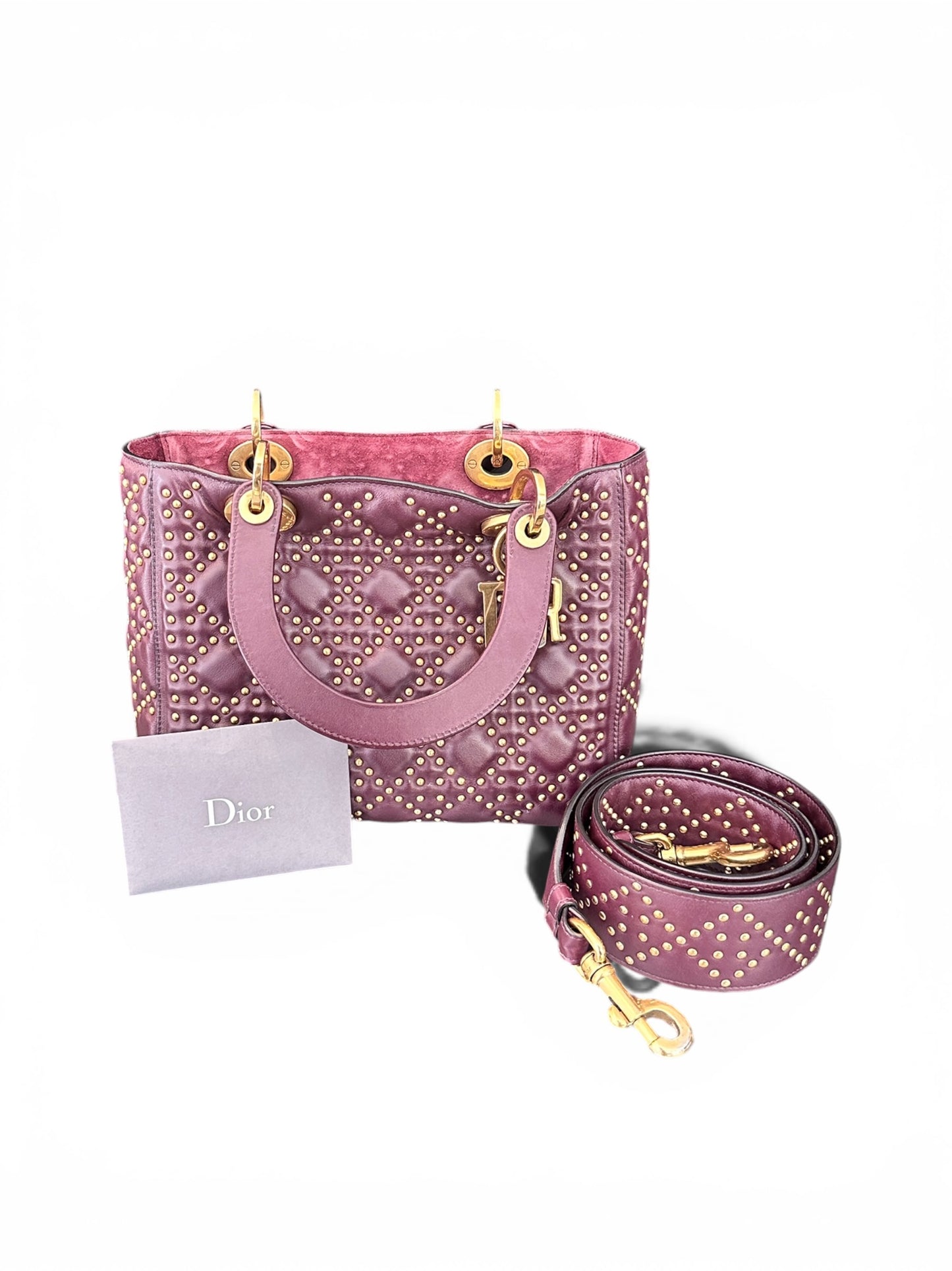 Christian Dior Lady Dior Medium Cannage Clouté Bordeaux.
