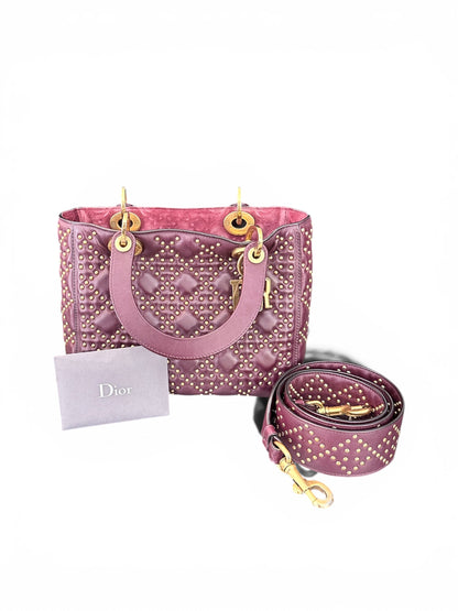 Christian Dior Lady Dior Medium Cannage Clouté Bordeaux.