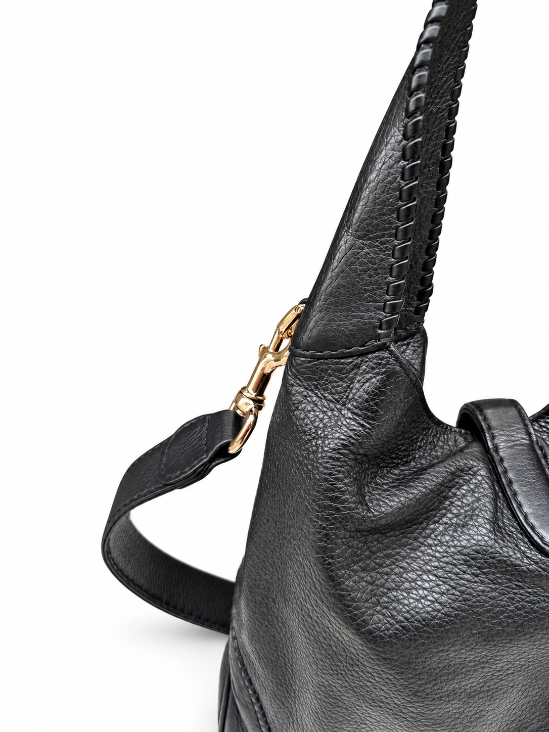 Gucci New Jackie – Sac en cuir grainé noir, détails bambou