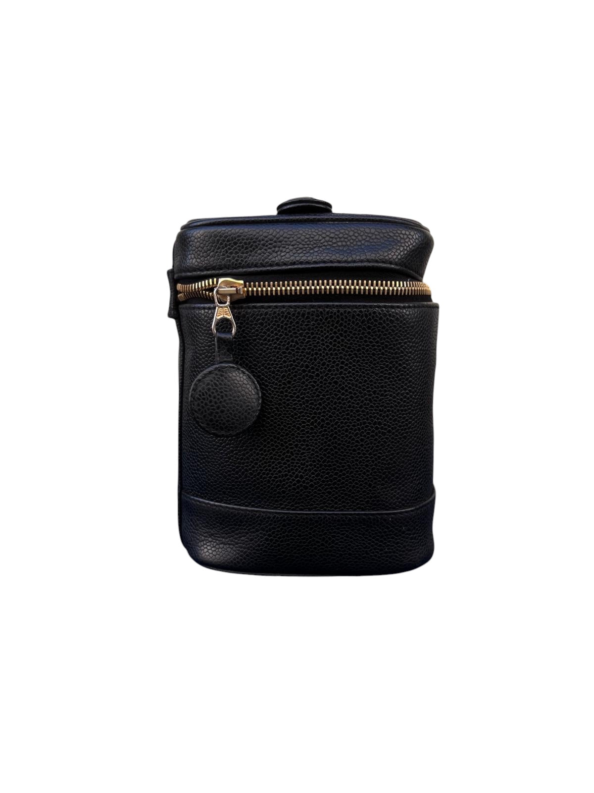 Chanel black grained leather vanity case – embossed CC logo