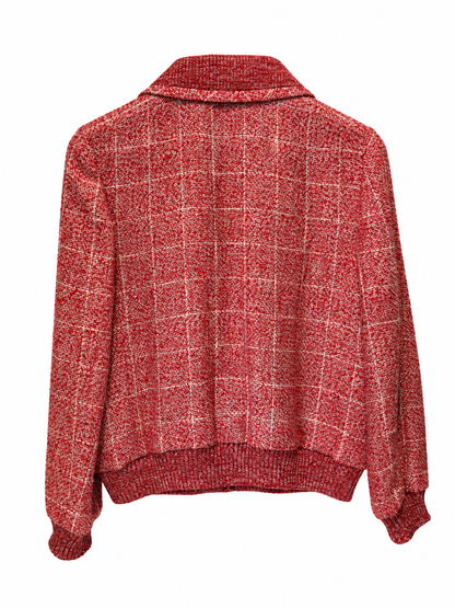 Veste Chanel vintage en tweed rouge et blanc – Taille 40