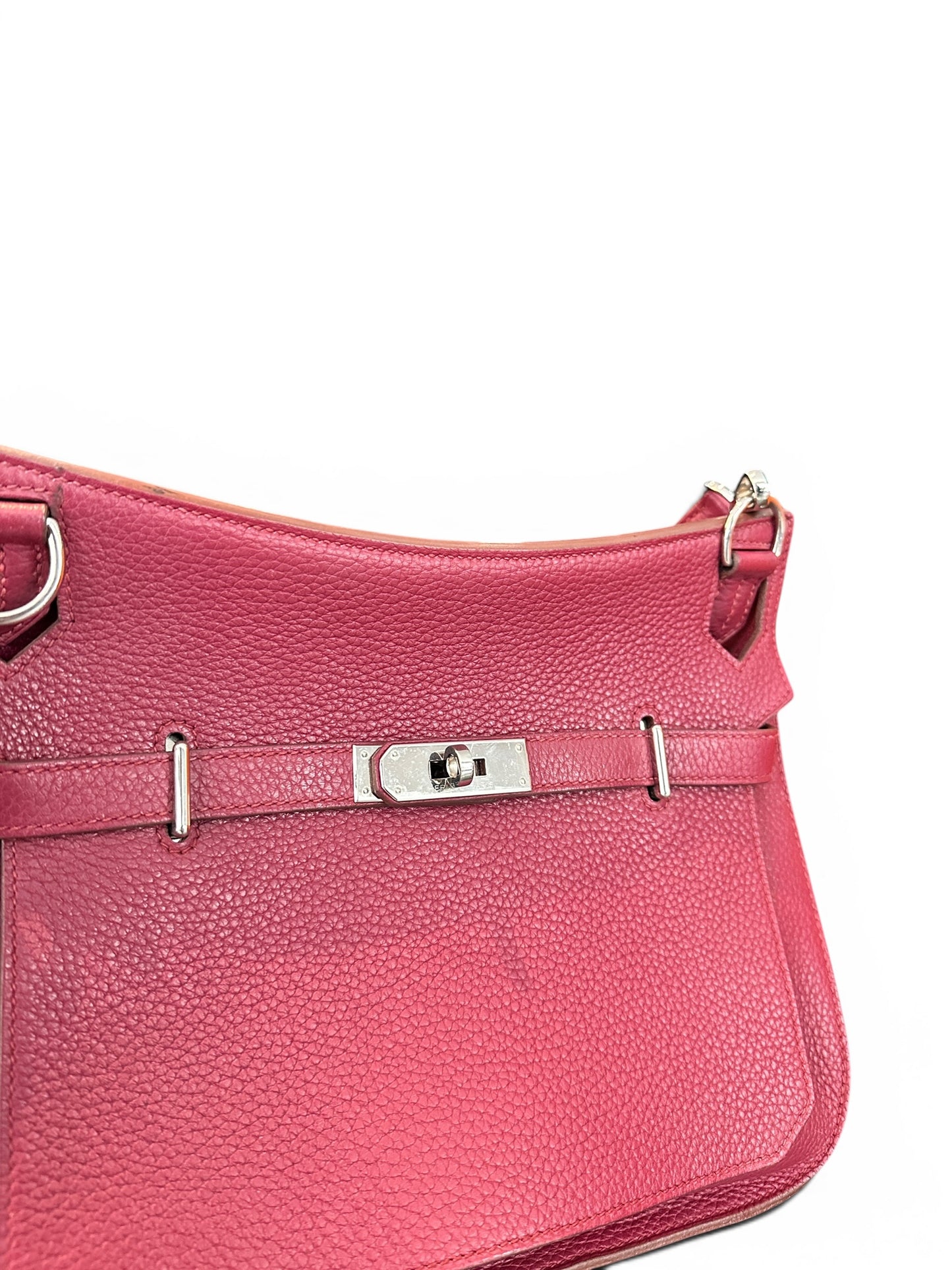 Sac Hermès Jypsière 28 en cuir Taurillon Clémence coloris Rose Tyrien