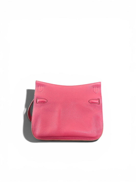 Sac Hermès Jypsière 28 en cuir Taurillon Clémence coloris Rose Tyrien