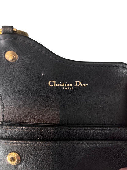 Christian Dior Black Leather Saddle Card Holder