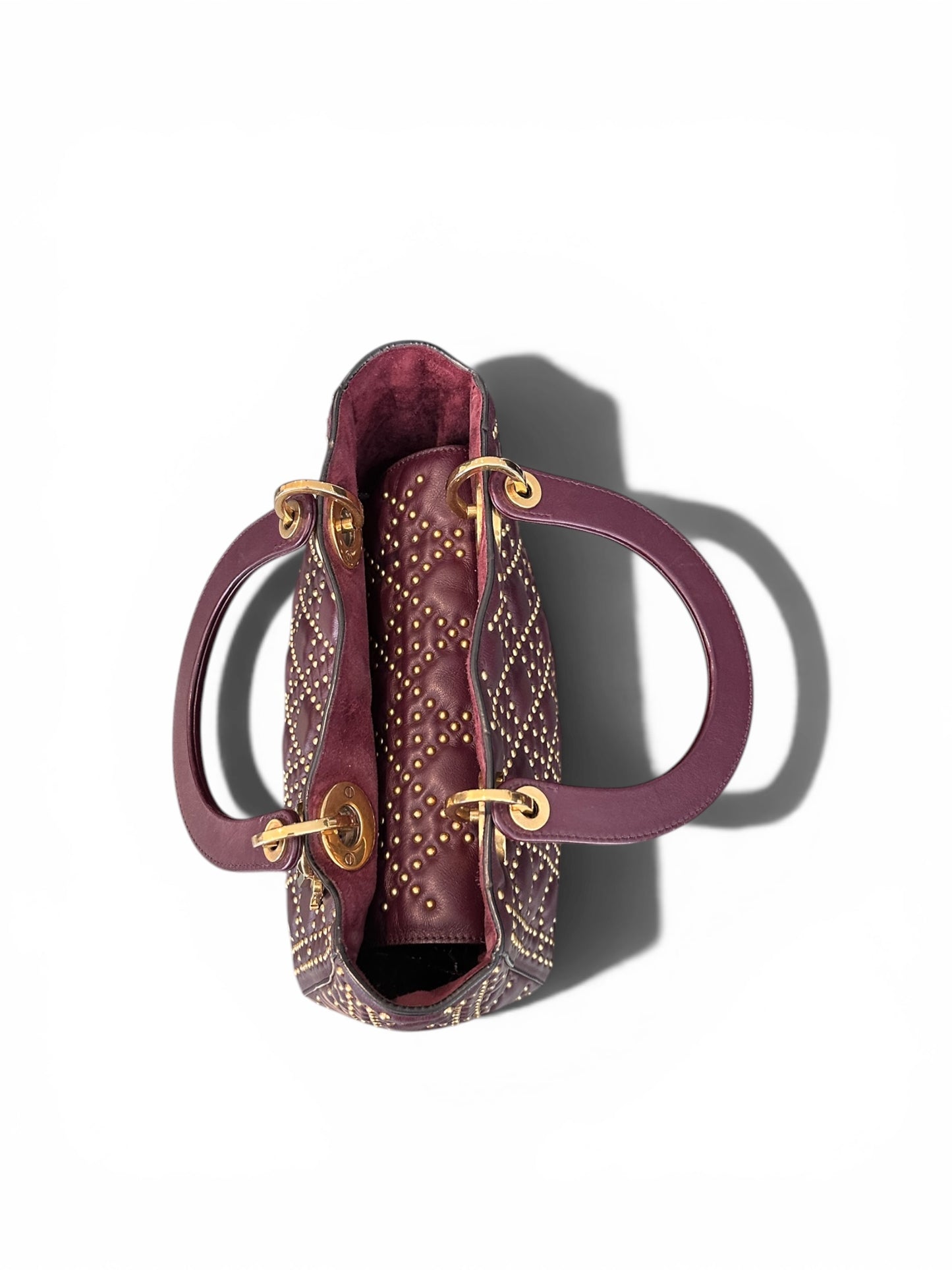 Christian Dior Lady Dior Medium Cannage Clouté Bordeaux.