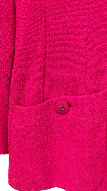 Veste Chanel Boutique rose fuchsia – Boutons CC dorés taille 38