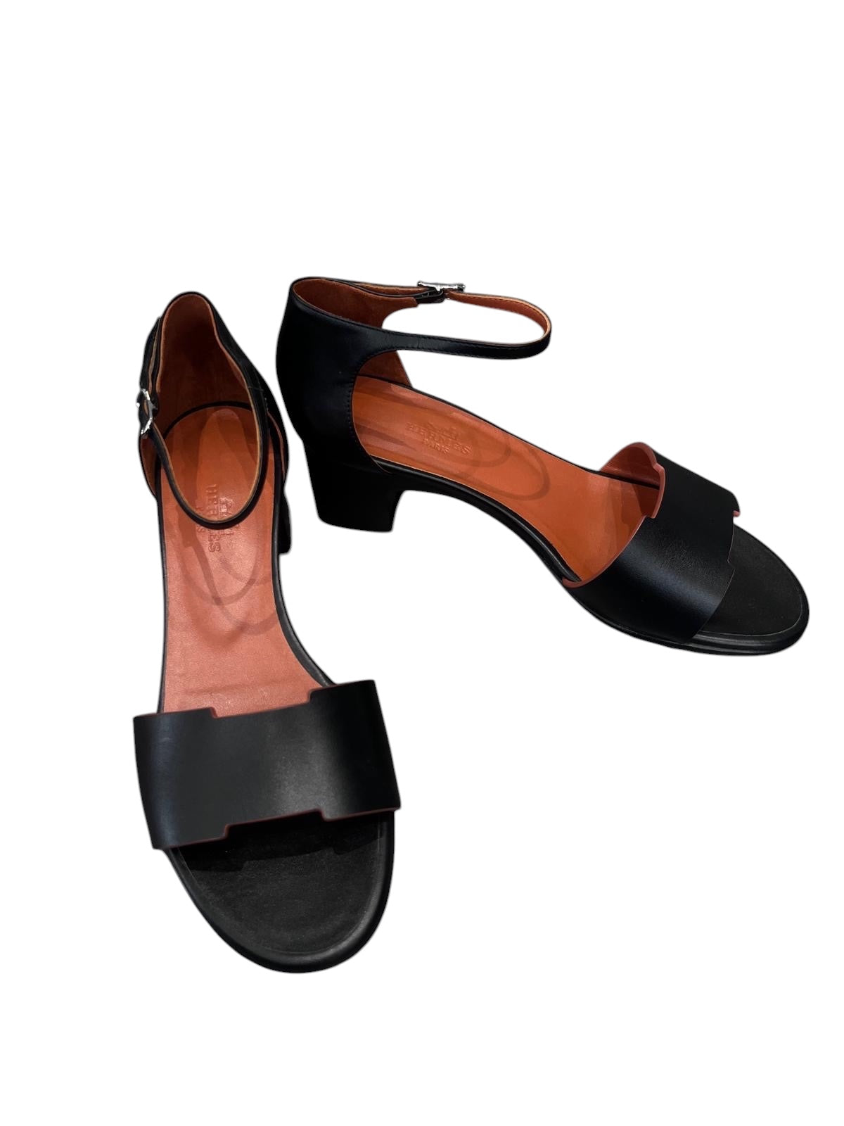 Hermès “Demoiselle” black leather sandals – size 36