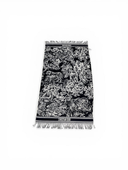 Christian Dior reversible beach towel – navy & white toile de Jouy motif
