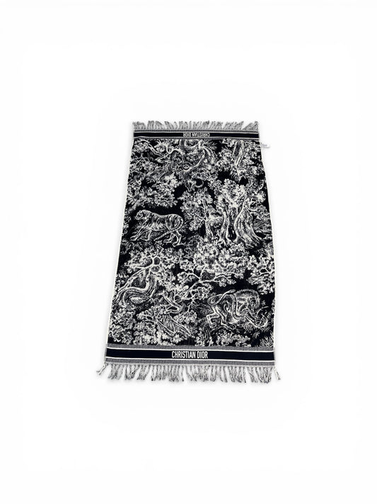 Christian Dior reversible beach towel – navy & white toile de Jouy motif