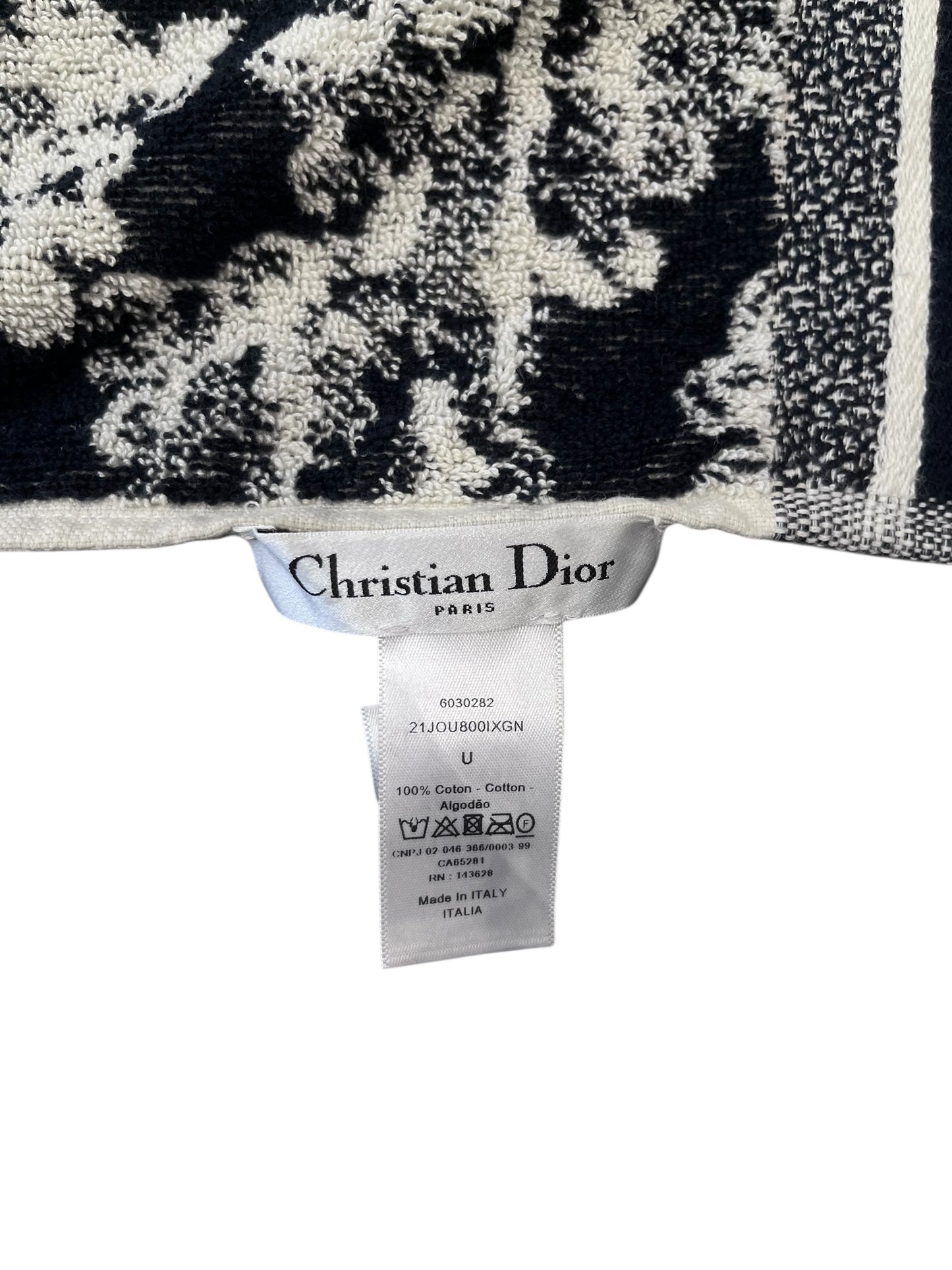Christian Dior reversible beach towel – navy & white toile de Jouy motif
