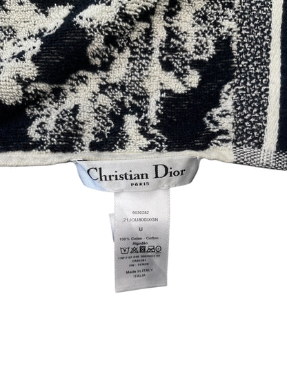 Christian Dior reversible beach towel – navy & white toile de Jouy motif