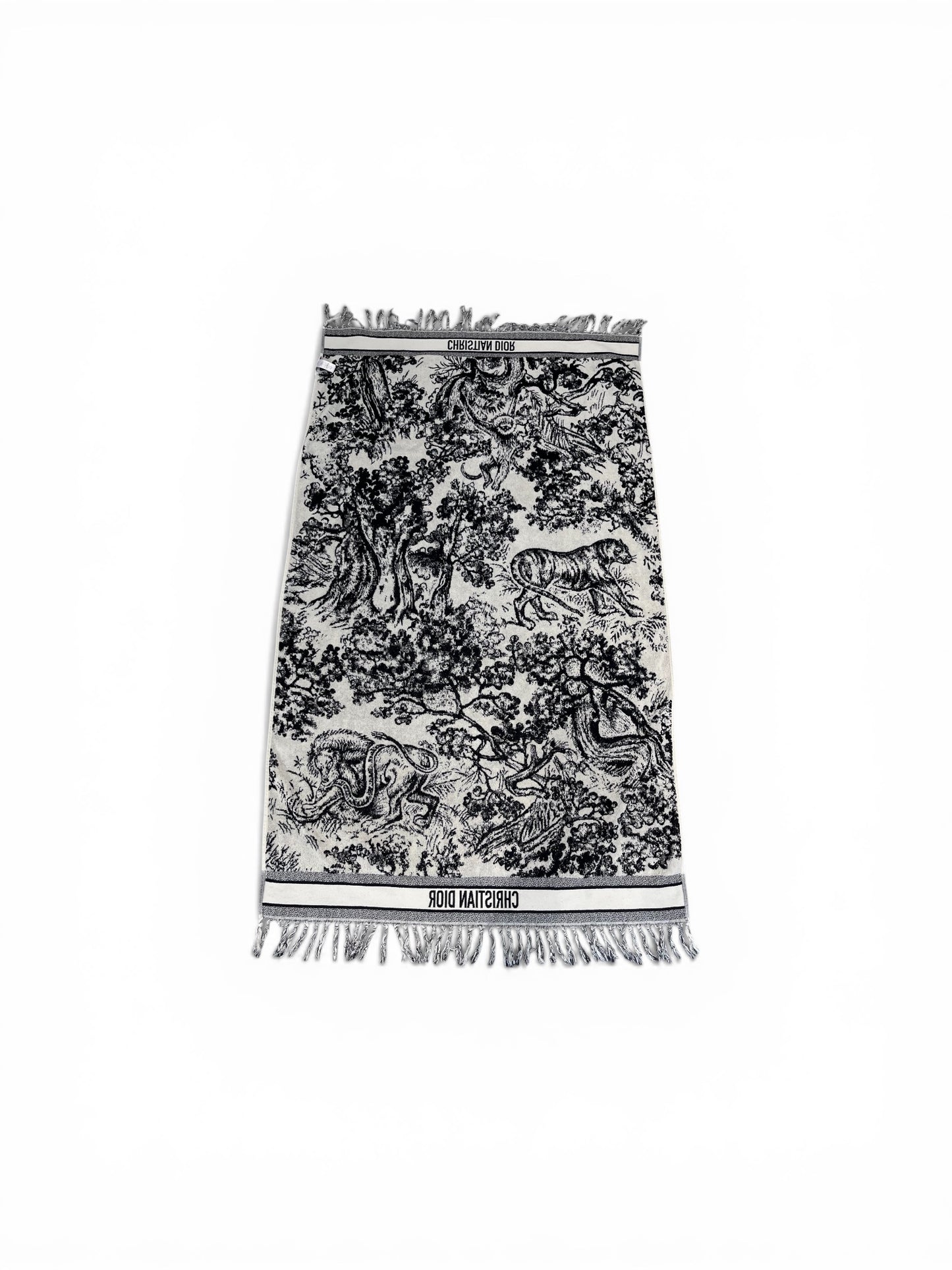 Christian Dior reversible beach towel – navy & white toile de Jouy motif