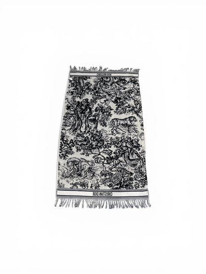 Christian Dior reversible beach towel – navy & white toile de Jouy motif