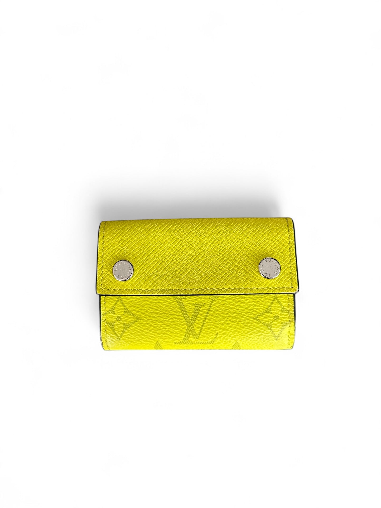 Porte-cartes à bouton pression Louis Vuitton Monogram Jaune Fluo
