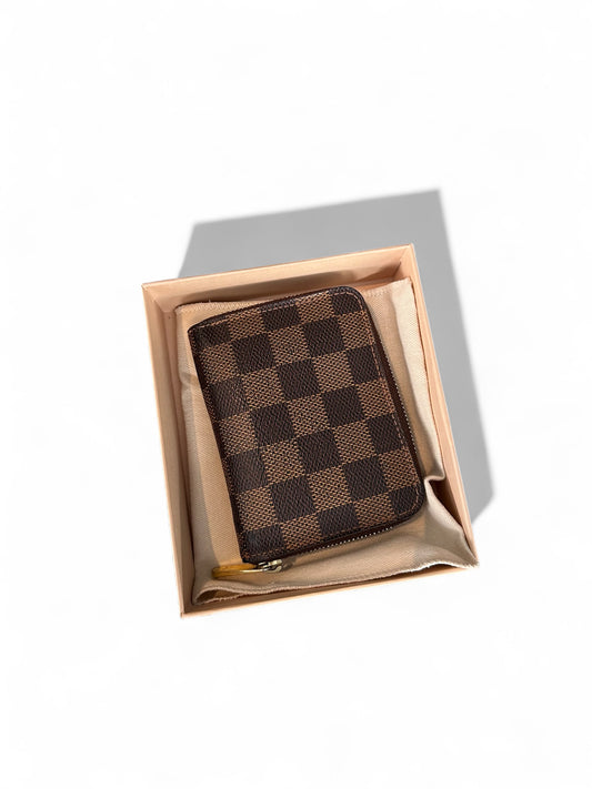 Porte-cartes zippé Louis Vuitton Damier Ébène