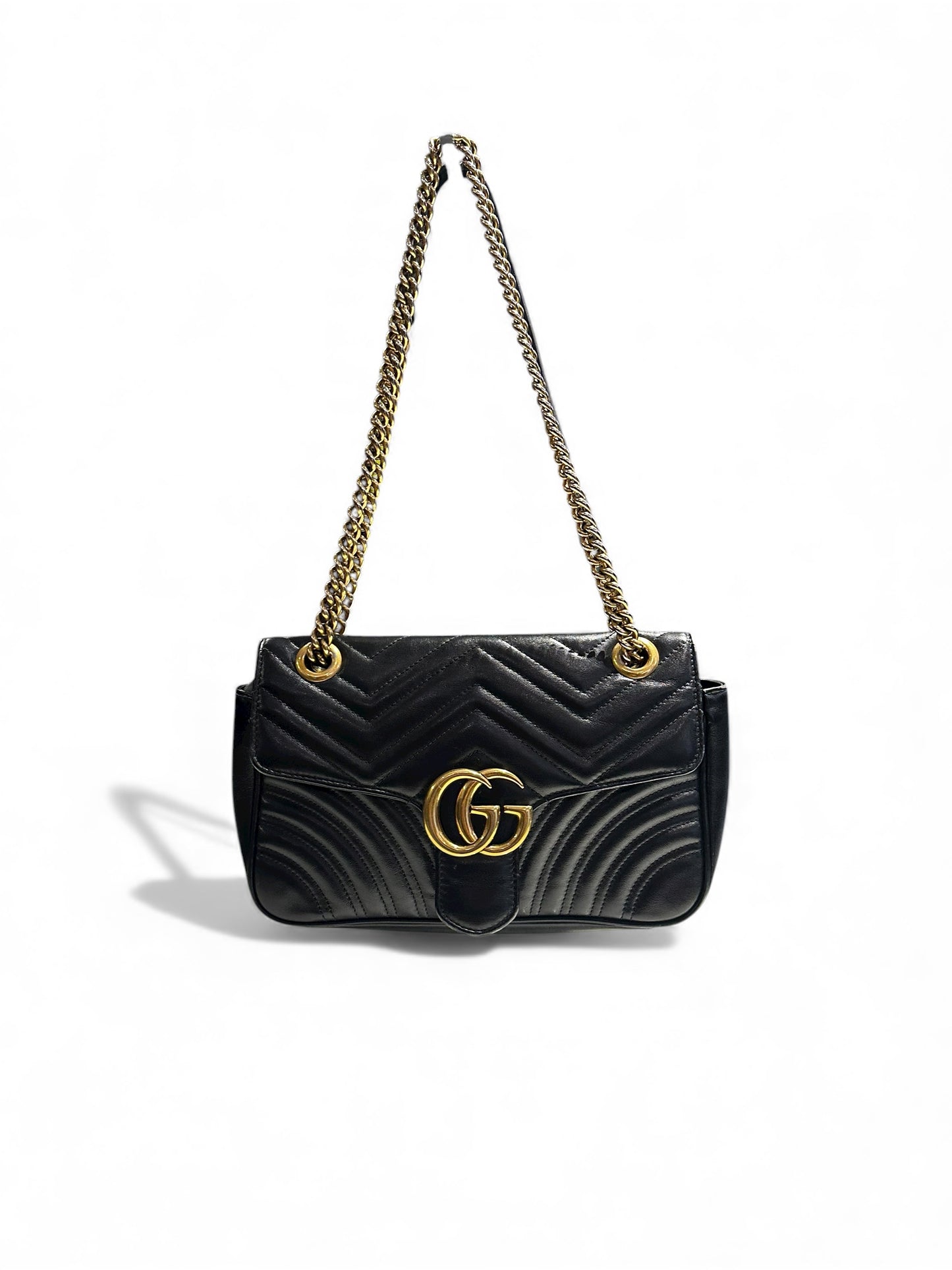 Gucci GG Marmont - Cuir noir  Bijouterie Dorée