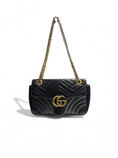 Gucci GG Marmont - Cuir noir  Bijouterie Dorée