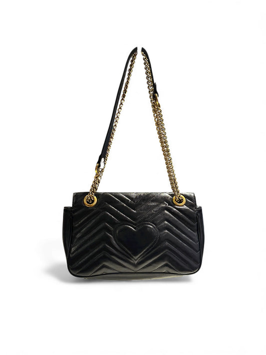 Gucci GG Marmont - Cuir noir  Bijouterie Dorée