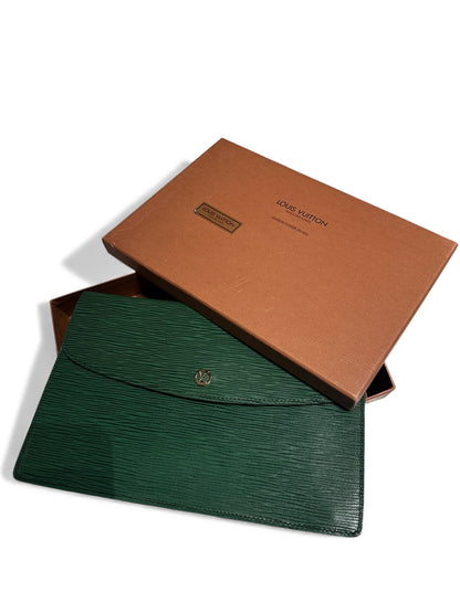 Pochette Louis Vuitton vert cuir épi - vintage