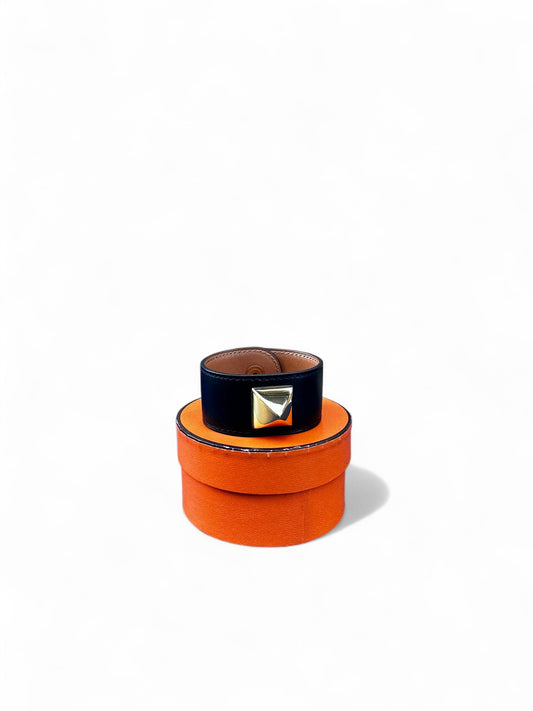 Bracelet Hermès Médor – Cuir Box Noir – Taille T1