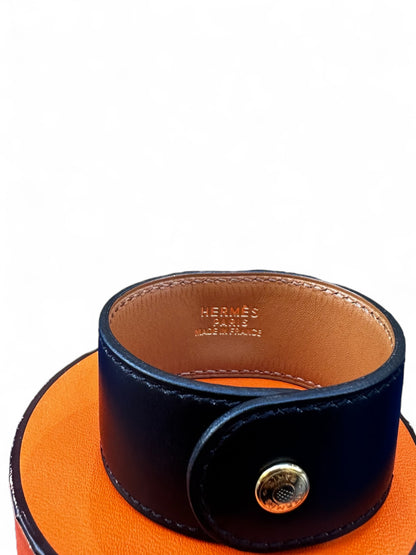 Bracelet Hermès Médor – Cuir Box Noir – Taille T1