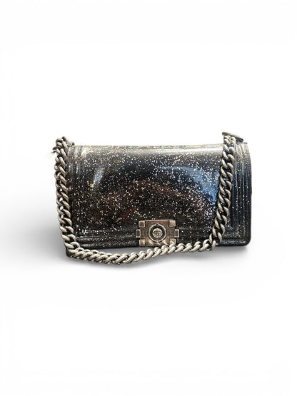 Chanel Boy Old Medium – Crystal Glitter (silver)