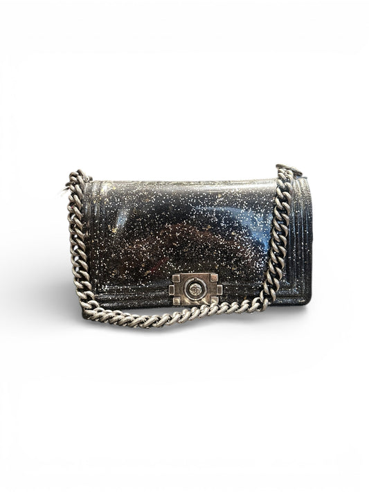 Chanel Boy Old Medium – Crystal Glitter (argent)