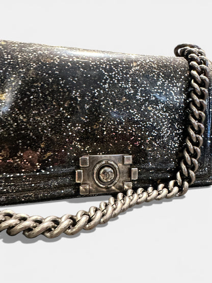 Chanel Boy Old Medium – Crystal Glitter (silver)