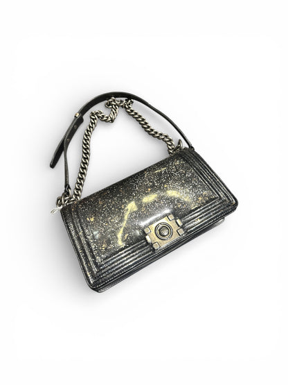Chanel Boy Old Medium – Crystal Glitter (silver)