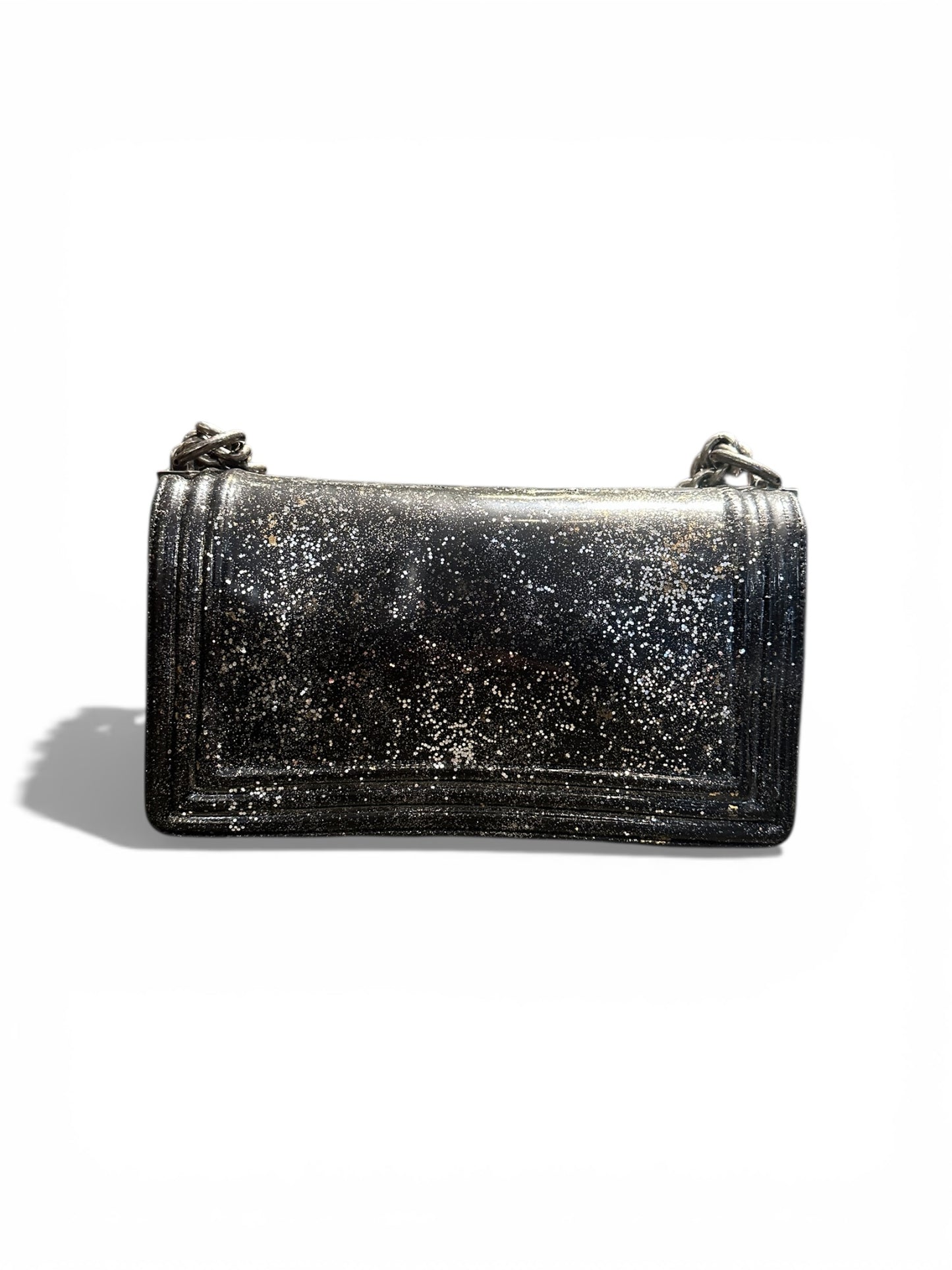 Chanel Boy Old Medium – Crystal Glitter (silver)
