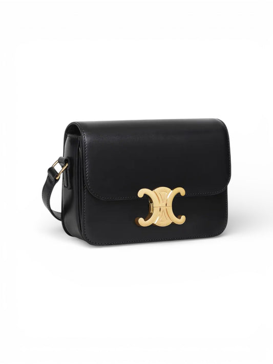 Sac Celine Triomphe en cuir lisse noir