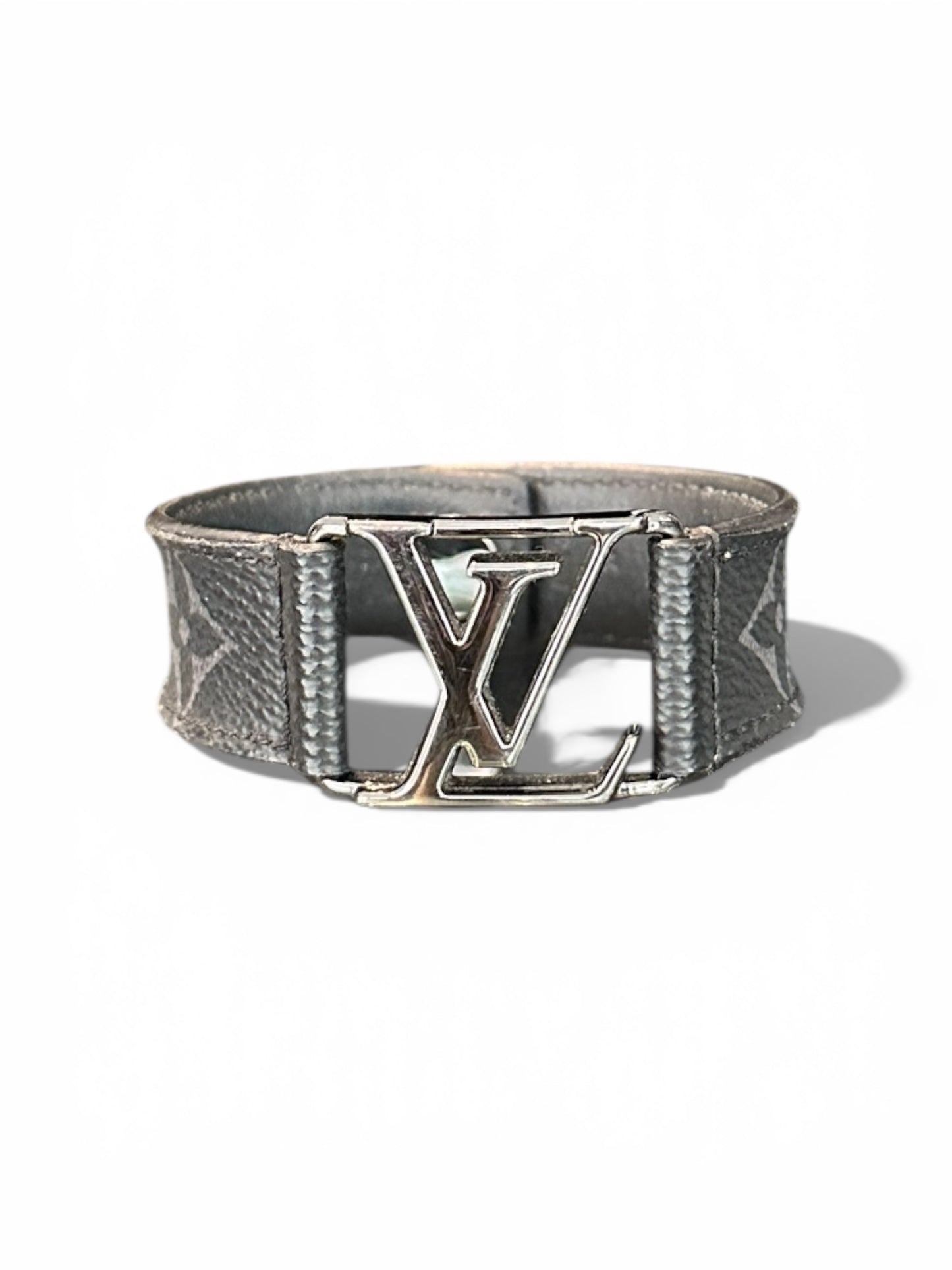 Bracelet Louis Vuitton – Monogram Eclipse, fermoir LV argenté