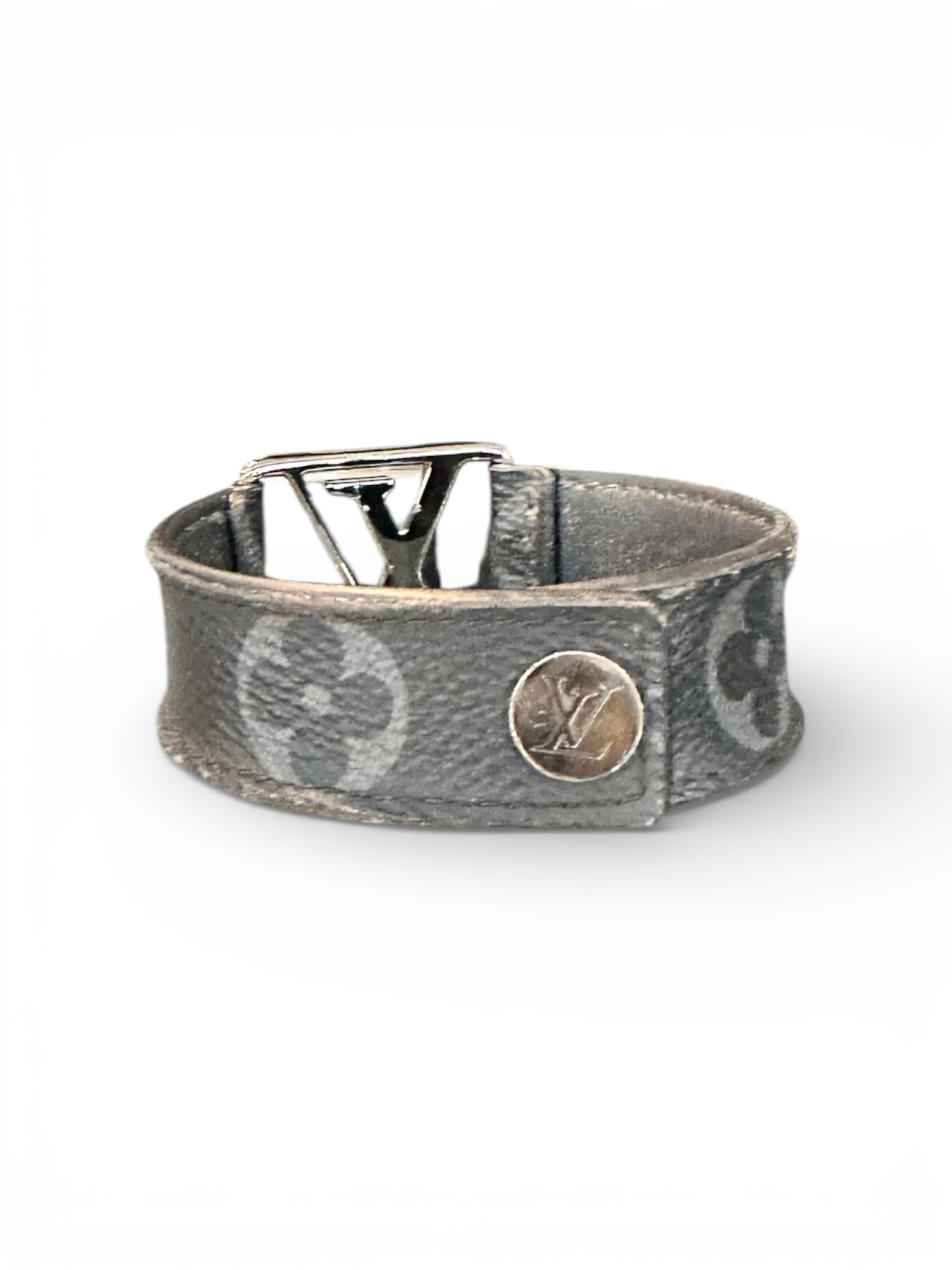 Bracelet Louis Vuitton – Monogram Eclipse, fermoir LV argenté