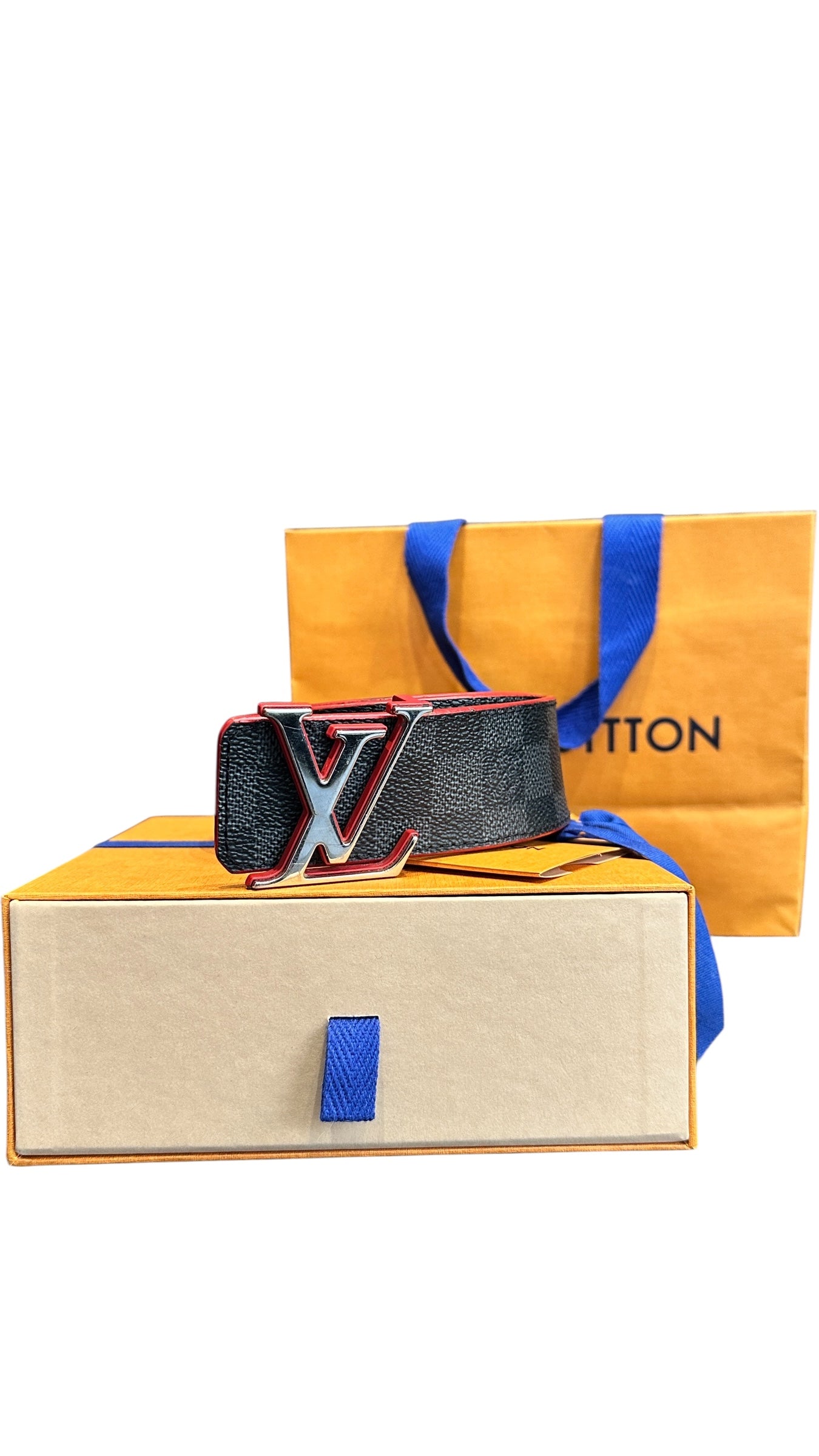 Ceinture LV Initiales cuir noir