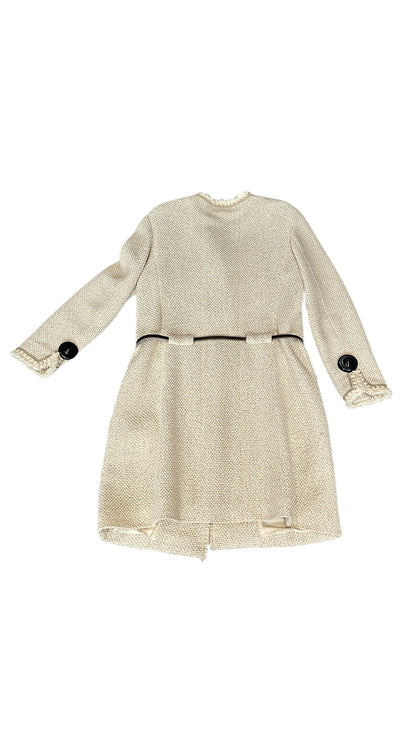 Manteau Chanel en tweed bouclé écru – Fermeture bijou siglée