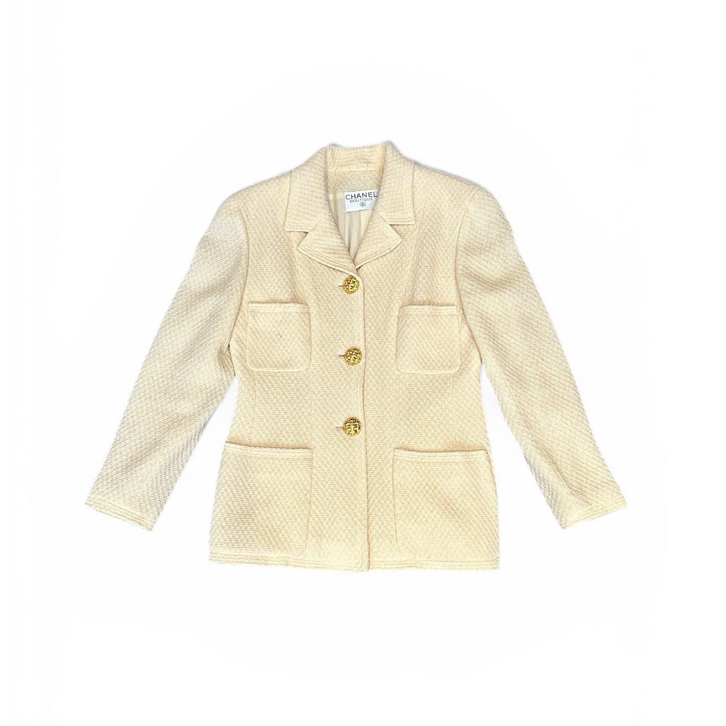 Veste Chanel Boutique en tweed crème – Vintage Karl Lagerfeld (circa 1988–1992)