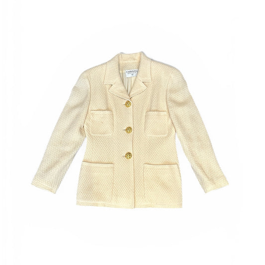 Veste Chanel Boutique en tweed crème – Vintage Karl Lagerfeld (circa 1988–1992)