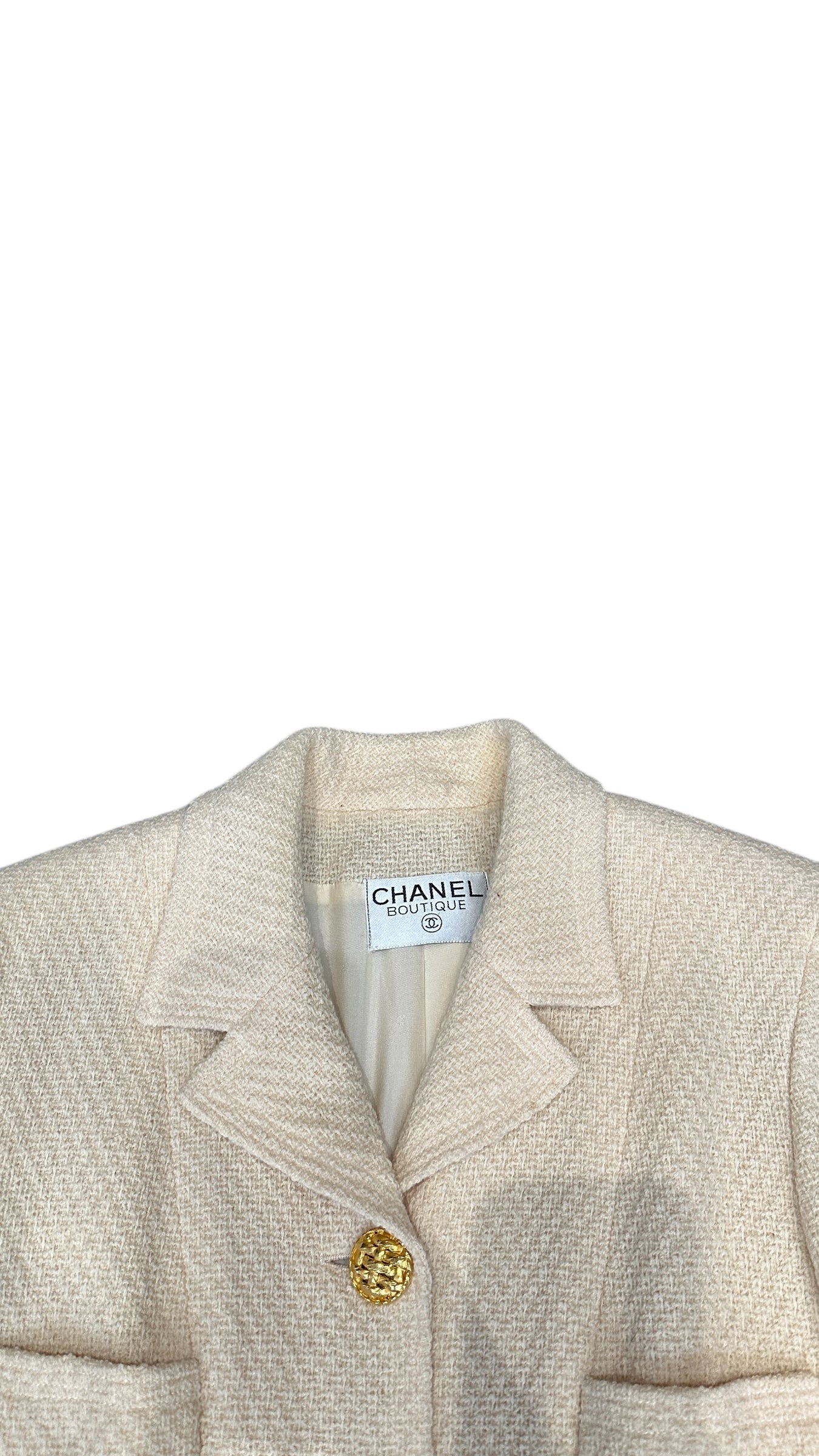 Veste Chanel Boutique en tweed crème – Vintage Karl Lagerfeld (circa 1988–1992)