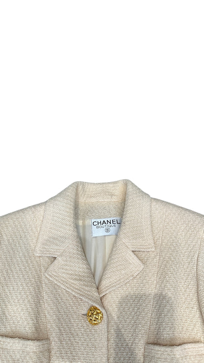 Veste Chanel Boutique en tweed crème – Vintage Karl Lagerfeld (circa 1988–1992)