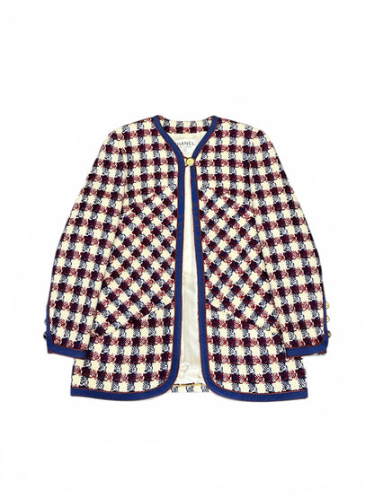 Ensemble Chanel Boutique – Tweed à carreaux tricolore (Taille 36)