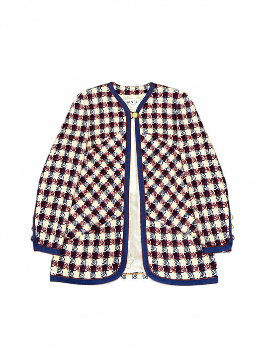 Ensemble Chanel Boutique – Tweed à carreaux tricolore (Taille 36)